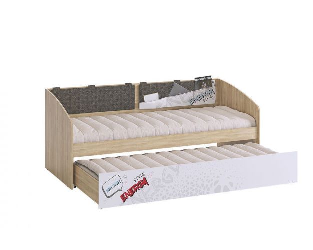 Кровать Энерджи  дуб сонома/белый