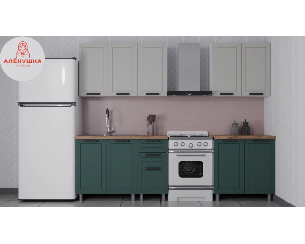 Кухонный гарнитур Лилия 2.0 керамика / изумруд